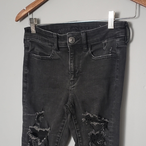 American Eagle Outfitters Black Skinny Jeans with Distressed Design - Picture 4 of 8